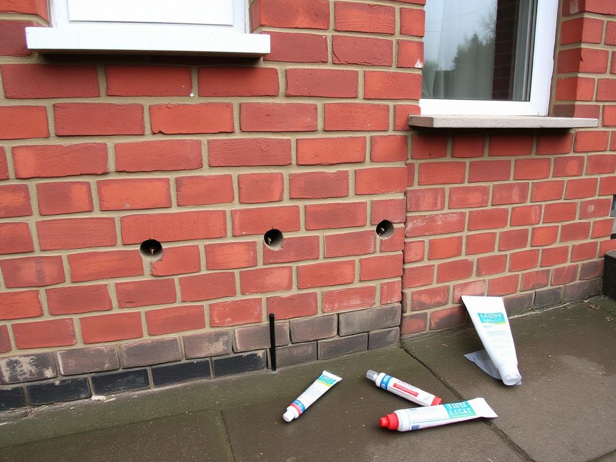 Brick wall being damp proofed